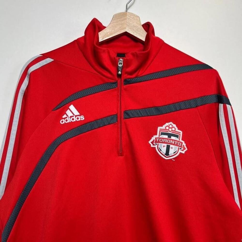 2010s MLS Toronto F.C Adidas Red Quarter Zip Track Jacket Size L